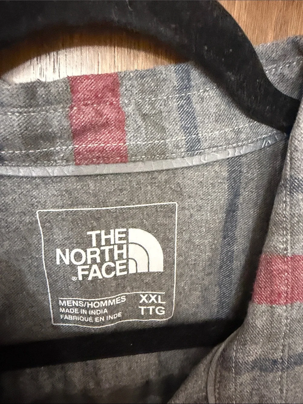The North Face Gray Button up with Red Stripe Plaid